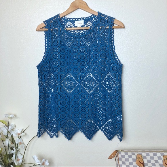 ⭕️Sold⭕️Anthropologie Deletta Blue Lace Scalloped - Picture 3 of 3